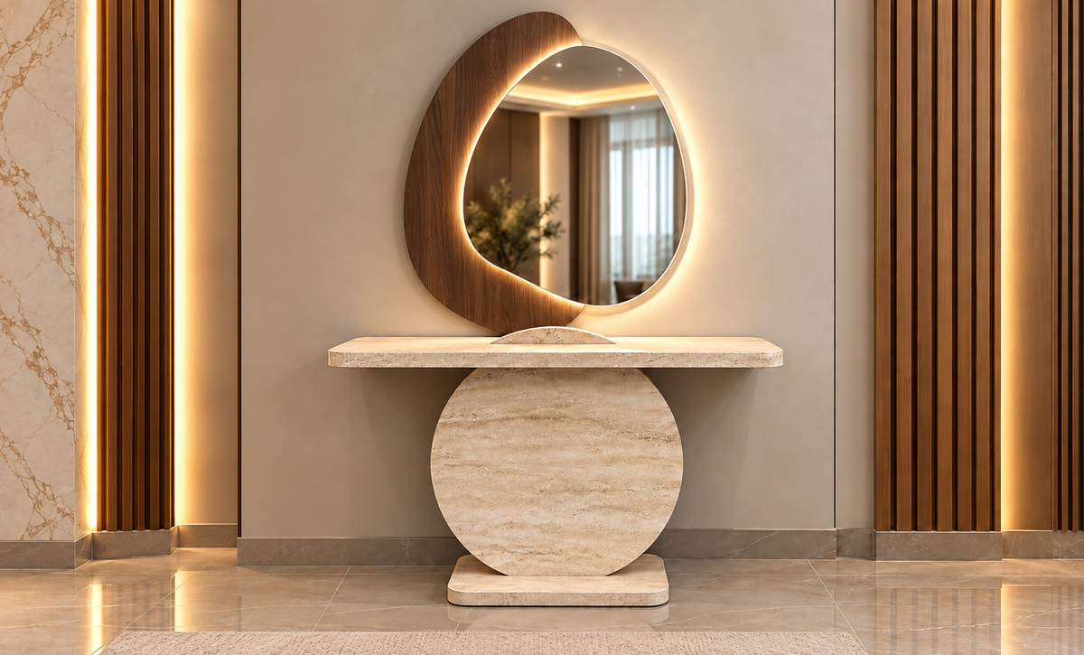 KO-810 Console Table with Mirror - Brown