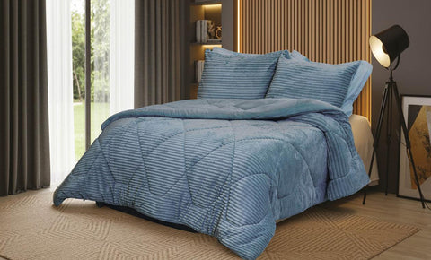 طقم لحاف فرو استرايب دبل 3 قطع