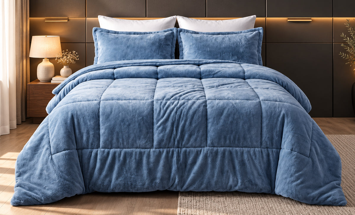 Furry Winter Duvet Set Double - 3 Pieces - 1627
