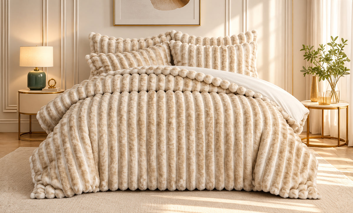 Furry Winter Duvet Set Double - 3 Pieces - 1627