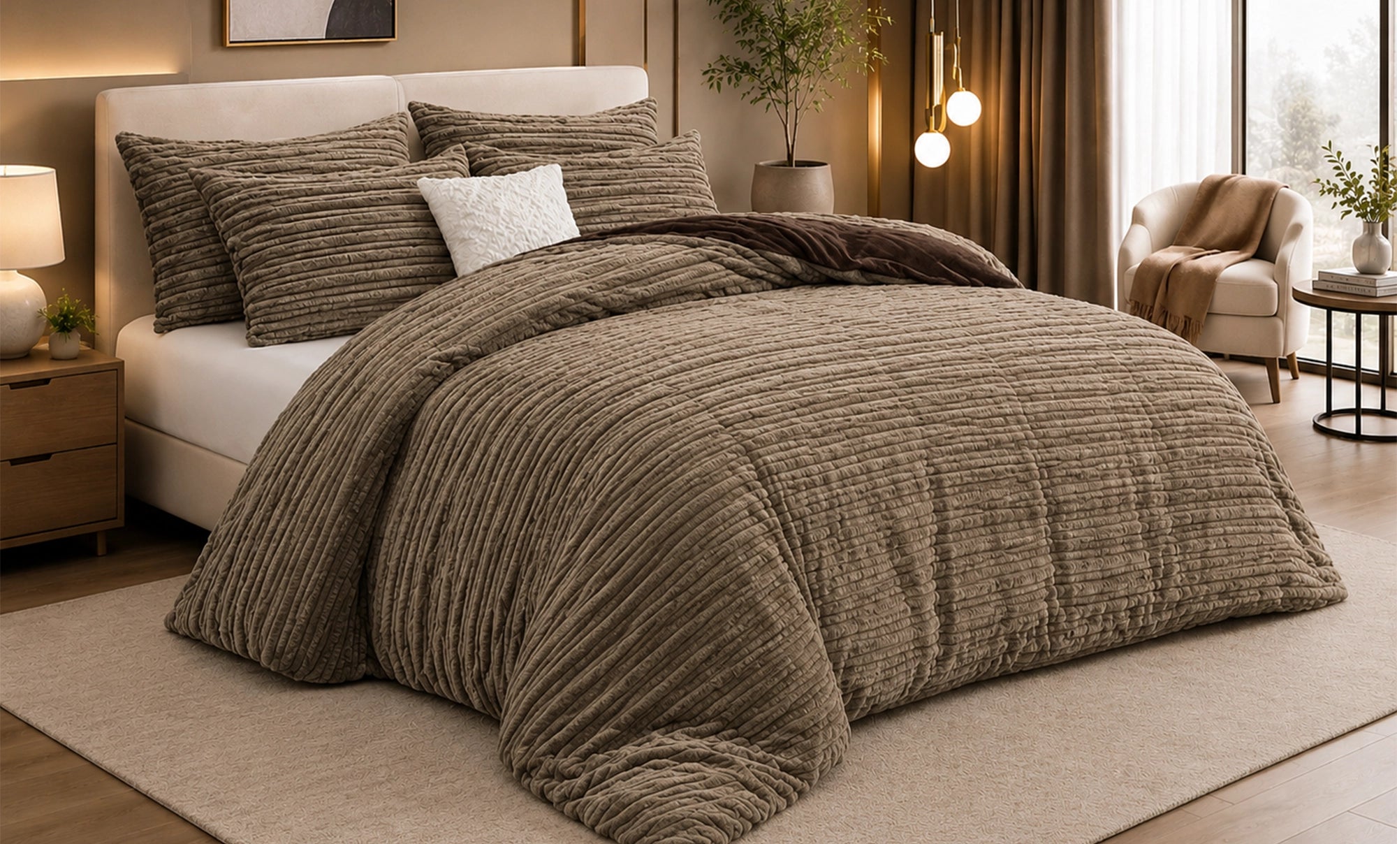 Double Fur Comforter Set 3 Pieces - 1631
