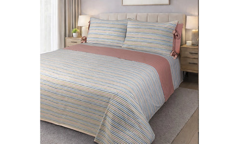 ملايه مطبوع مقلم دبل 4 قطع - kabbanifurniture