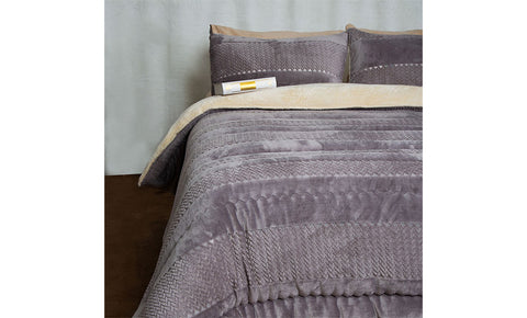 طقم لحاف شتوي فرو دبل مزخرف 3 قطع