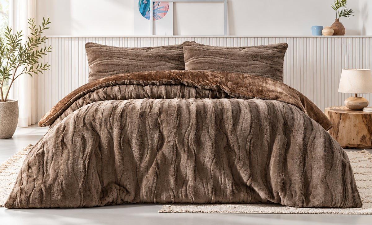 Furry Winter Duvet Set Double - 3 Pieces - 1627 1