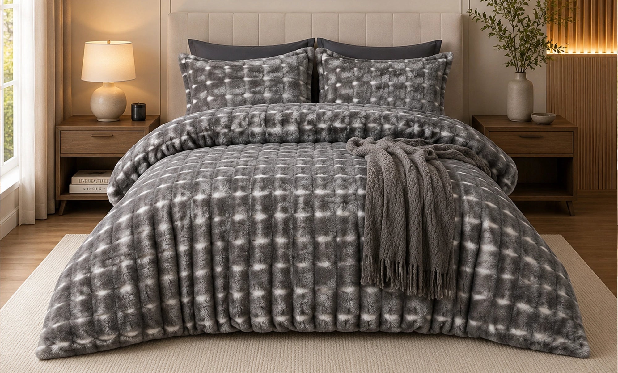 Double Fur Winter Comforter Set 3 Pieces - 1624