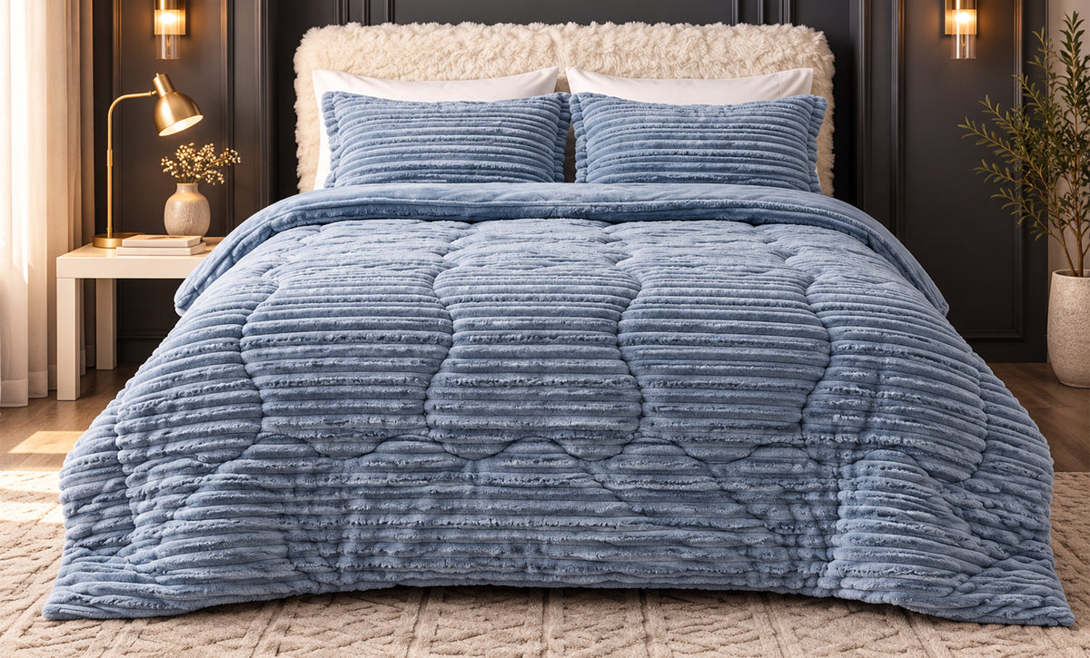 Furry Winter Duvet Set Double - 3 Pieces - 1627