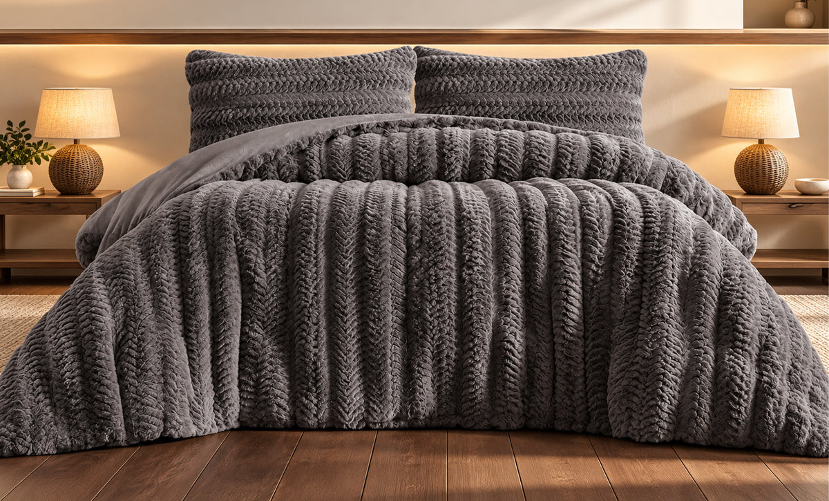 Furry Winter Duvet Set Double - 3 Pieces - 1627