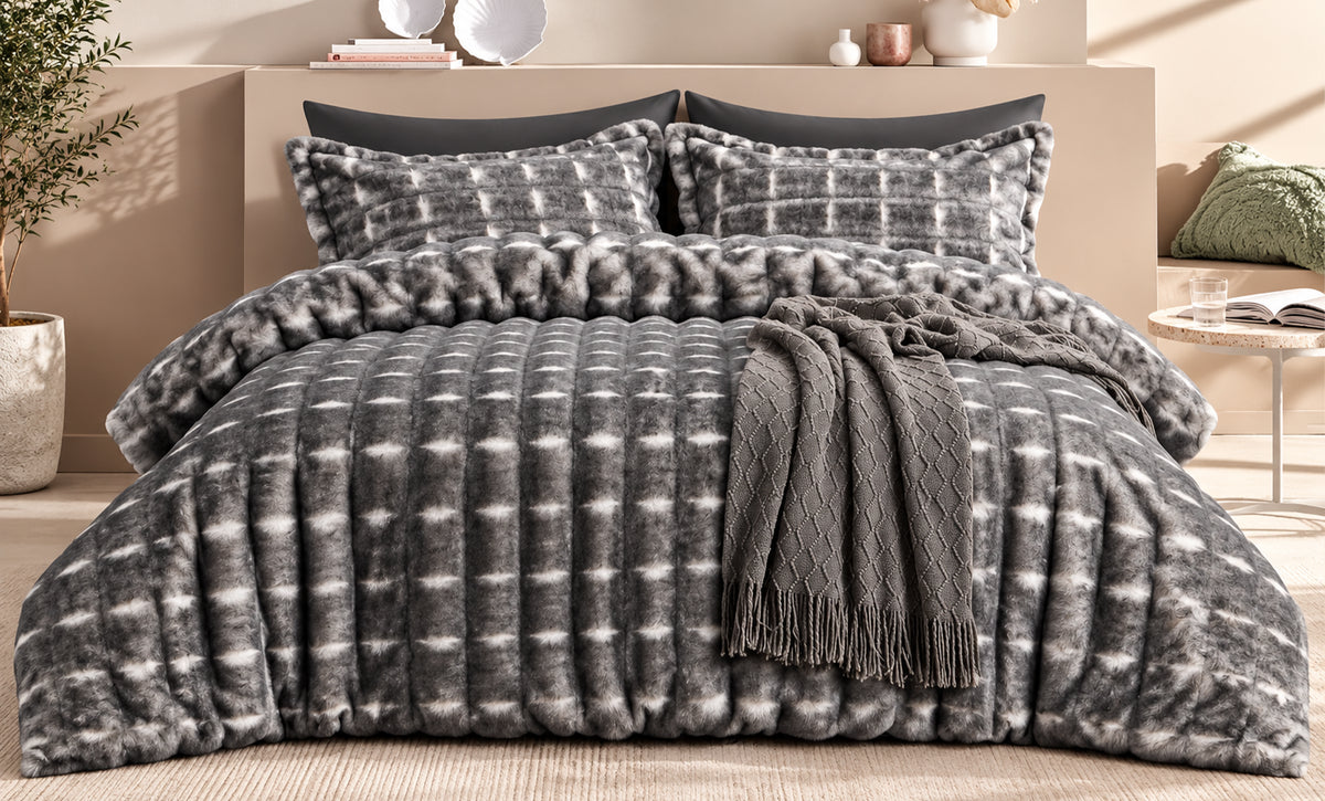 Furry Winter Duvet Set Double - 3 Pieces - 1627 1