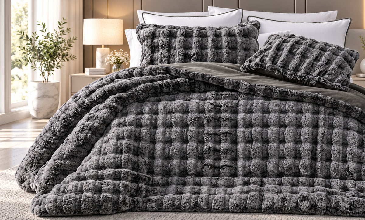 Furry Winter Duvet Set Double - 3 Pieces - 1627