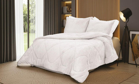 طقم لحاف فرو استرايب دبل 3 قطع