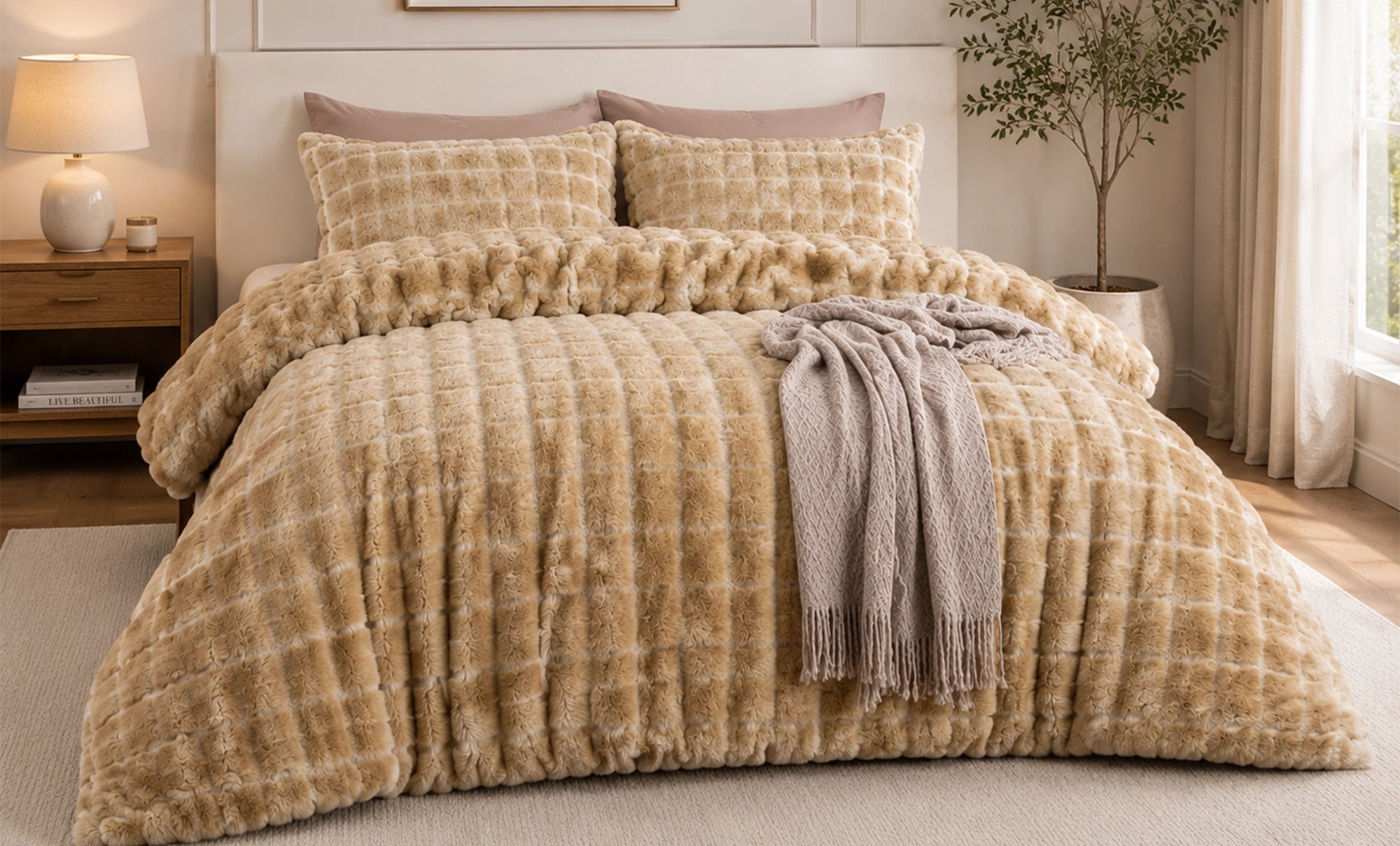 Double Fur Winter Comforter Set 3 Pieces - 1624