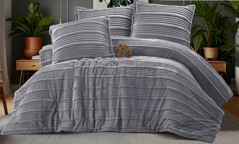 لحاف فرو مقلم بلس دبل 3 قطع