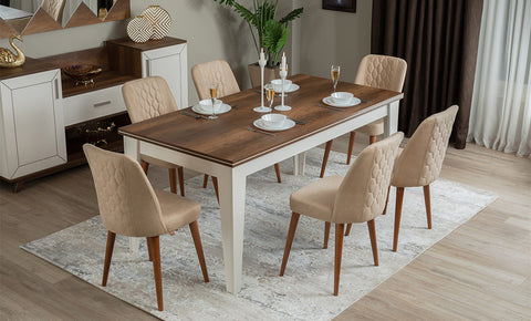 ترابيزة سفرة باريس مع 6 الكراسي - kabbanifurniture