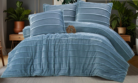 لحاف فرو مقلم بلس دبل 3 قطع