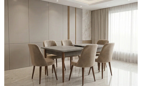 ترابيزة سفرة ماسه GOR مع 6 كراسي - kabbanifurniture
