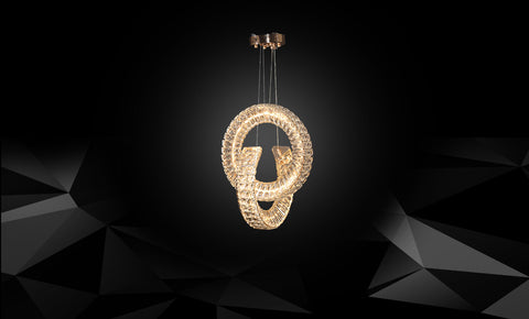 LM - 9960/400+400-C - متداخل CRYSTAL LED معلقة - kabbanifurniture