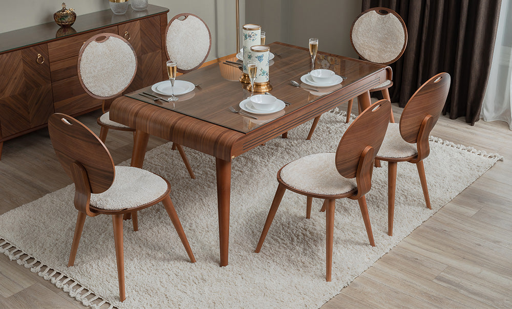 ترابيزة سفرة لازوردي مع 6 الكراسي - kabbanifurniture