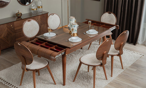 ترابيزة سفرة لازوردي مع 6 الكراسي - kabbanifurniture