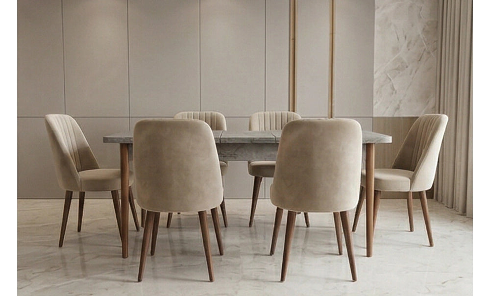 ترابيزة سفرة ماسه GOR مع 6 كراسي - kabbanifurniture