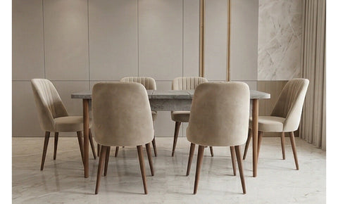 ترابيزة سفرة ماسه GOR مع 6 كراسي - kabbanifurniture