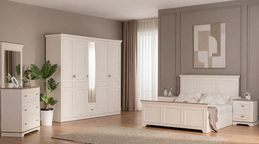 غرفة نوم تيفاني بدولاب مفصلي - kabbanifurniture