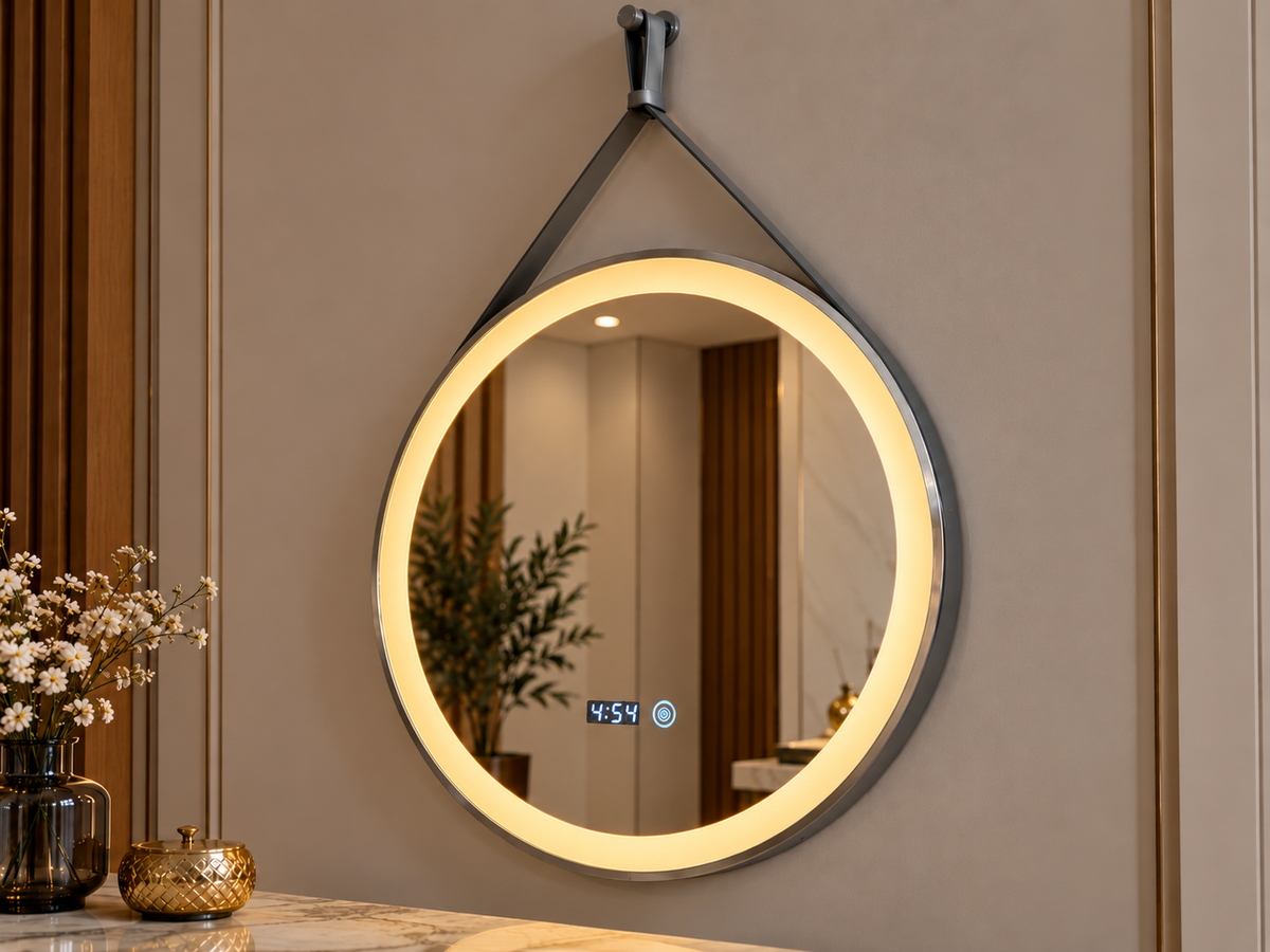 مراية ليد  DigitaL 003 /600 SILVER مدور حبل - kabbanifurniture