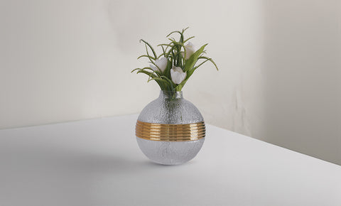 فازة شفاف ذهبي دائرية E1-A-147 - kabbanifurniture