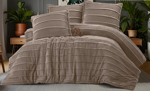 لحاف فرو مقلم بلس دبل 3 قطع