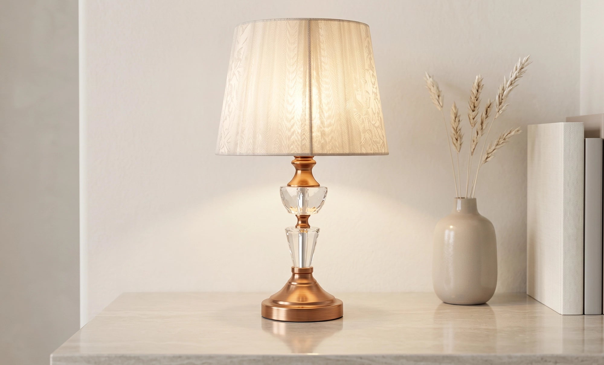 T6061 - CRYSTAL - E27 Lampshade Table Lamp