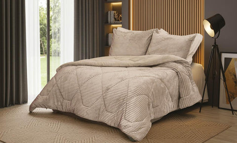 طقم لحاف فرو استرايب دبل 3 قطع