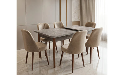 GOR Diamond Dining Table with 6 Chairs