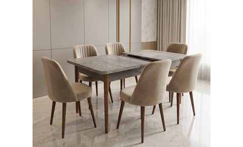 ترابيزة سفرة ماسه GOR مع 6 كراسي - kabbanifurniture