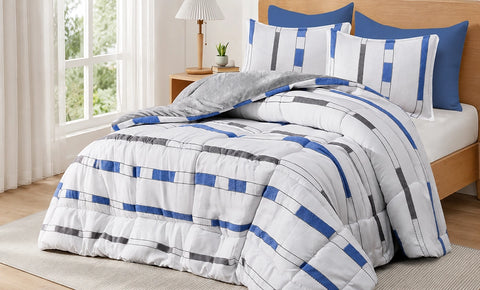Printed Capitonné Quilt, Single, 4 Pieces