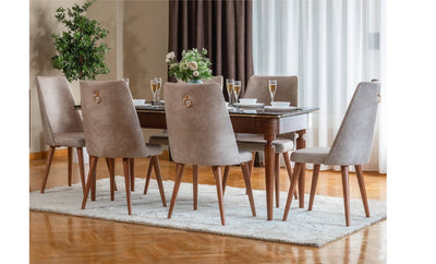 Black dining table with 6 chairs