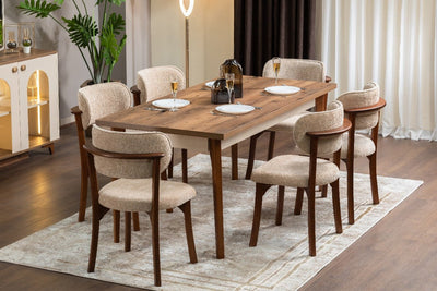 Bohemian dining table with 6 chairs