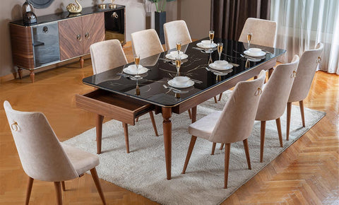 غرفة سفرة بلاك مع الكراسي - kabbanifurniture